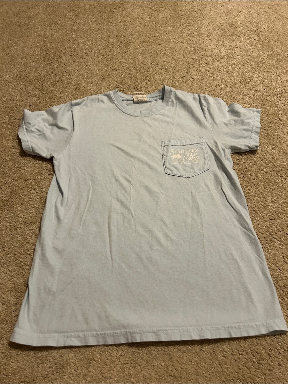 Southern Fried Cotton Pale Blue Pocket Tee - Men's Short Sleeve Shirt